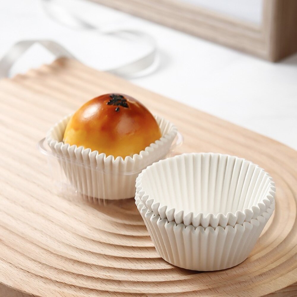 25752616799-白色油紙托 紙托 月餅紙托 蛋黃酥紙托 馬芬蛋糕托《巧緻》  ，月餅白色紙托