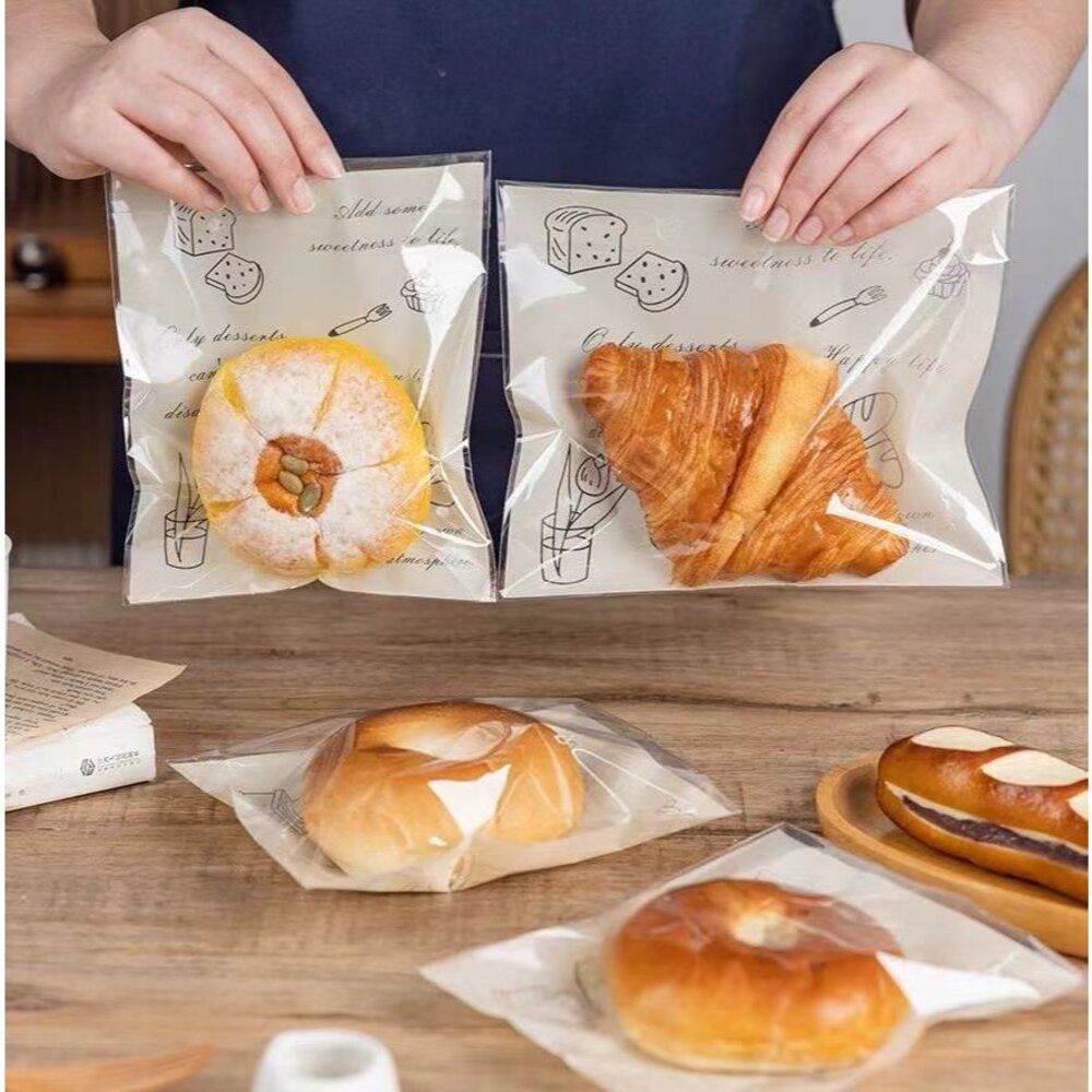 25828893667-下午茶 加厚 麵包袋 自封袋 烘焙自黏袋 透明自黏袋 切片土司袋 文字麵包袋 OPP自黏袋 ，麵包自黏袋