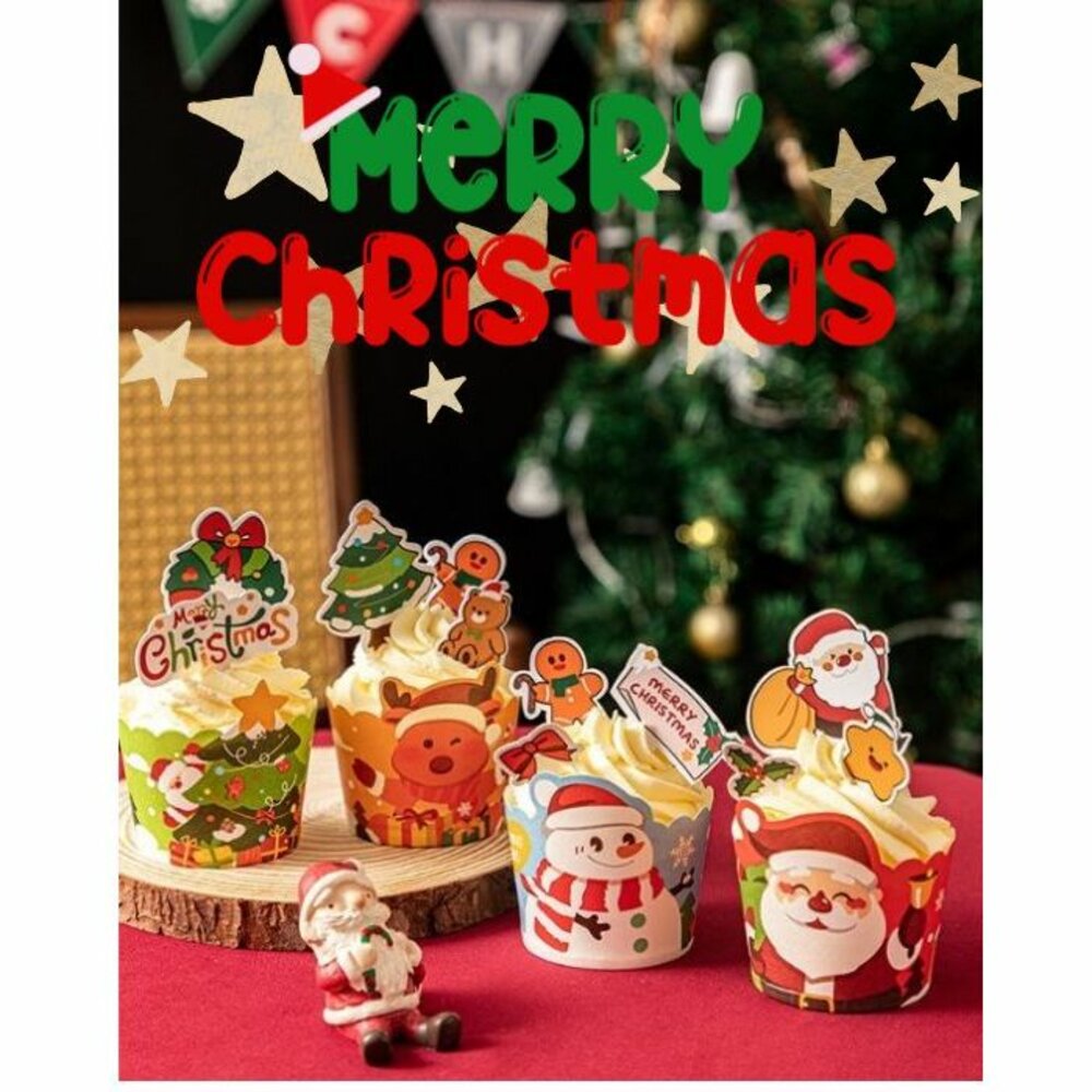 《巧緻》50入 聖誕節紙杯 聖誕節蛋糕紙杯 耶誕節蛋糕杯 耶誕節杯子蛋糕杯 聖誕節杯子蛋糕杯 ,聖誕紙杯-圖片-1