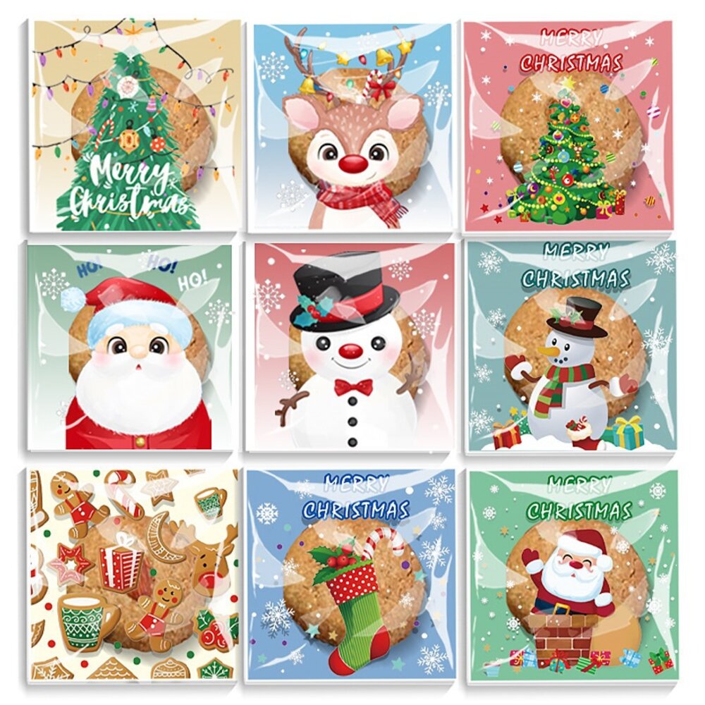 28369566802-《巧緻》 混裝 聖誕節 聖誕老人 雪人 自黏袋 餅乾袋 點心袋 聖誕樹 烘焙包裝 聖誕節包裝袋 ，聖誕節混裝自黏袋