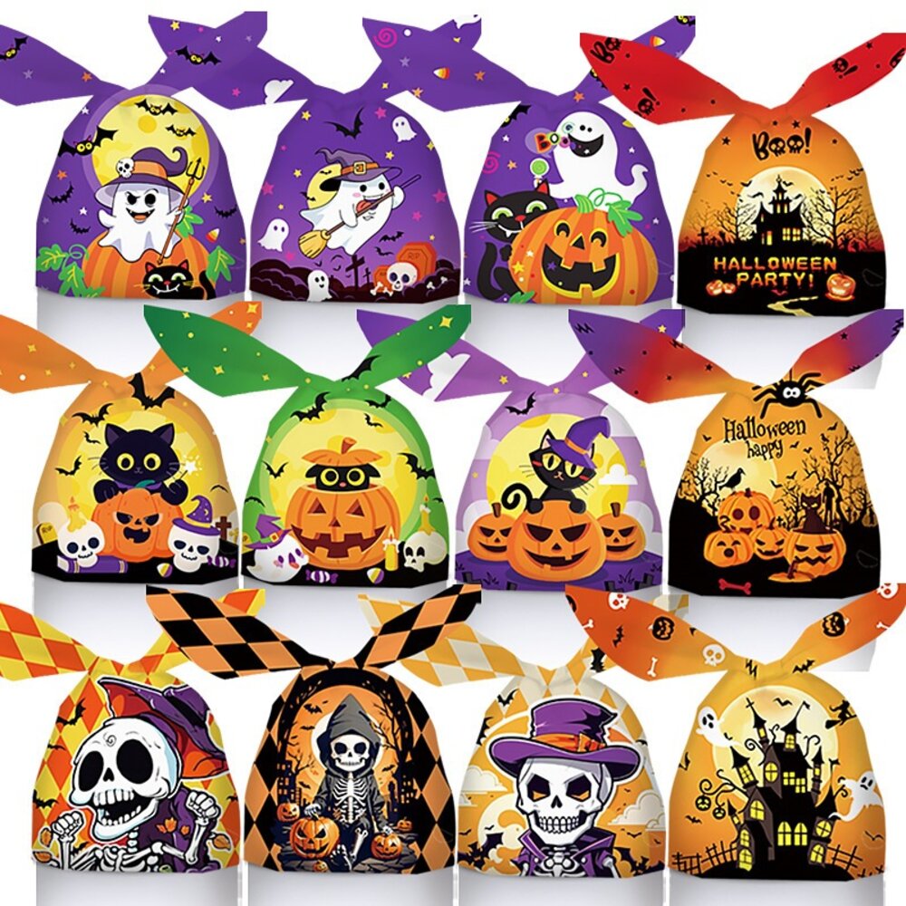 28963227344-《巧緻》 萬聖節 兔子袋 包裝袋 點心袋 糖果袋 禮品袋 HAPPY HALLOWEEN 【F208】，萬聖節兔耳袋