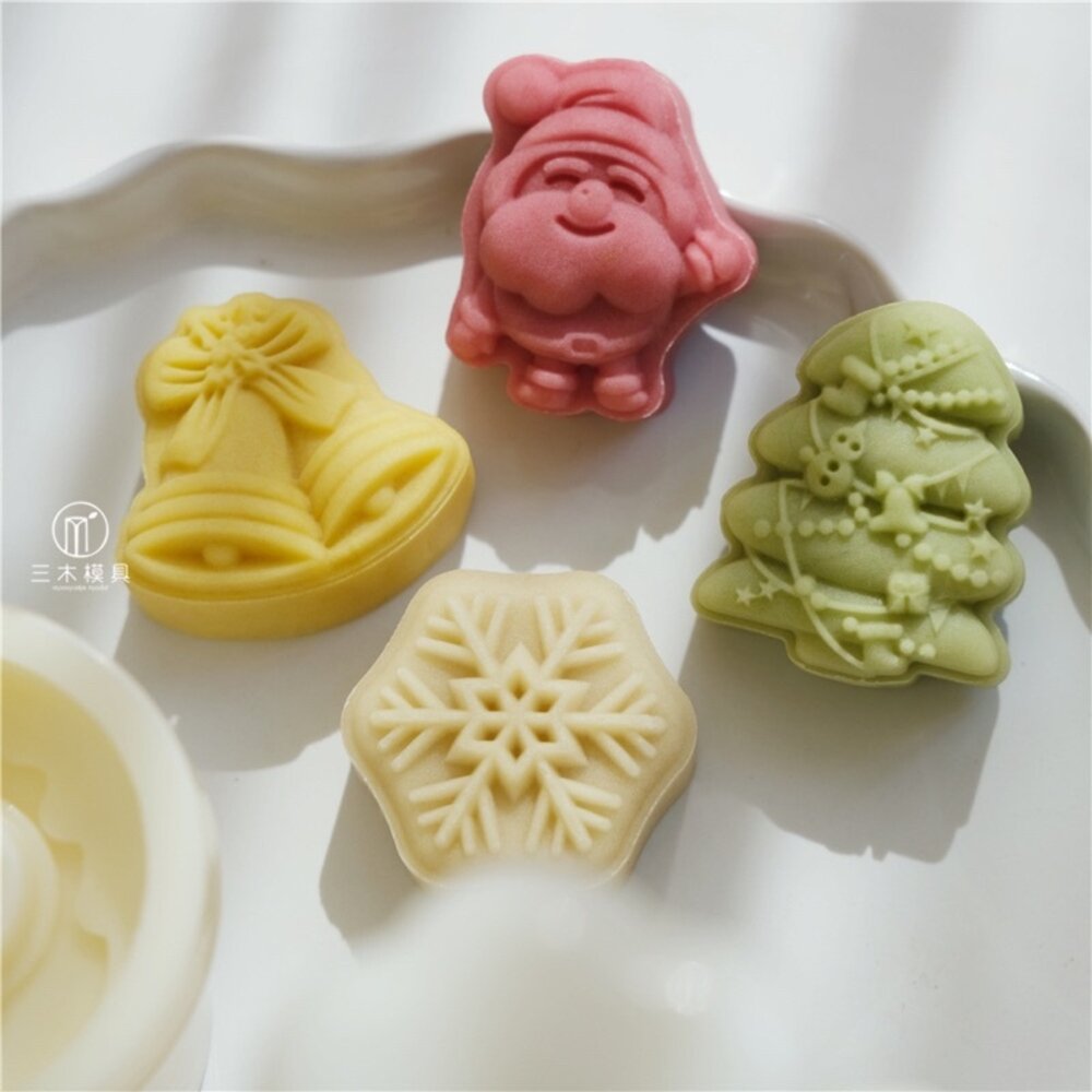 29067140279-《巧緻》 聖誕節 冰皮月餅壓模 30克 綠豆糕壓模 冰皮月餅模 月餅模 中式月餅模 餅乾模 ，聖誕節月餅壓模