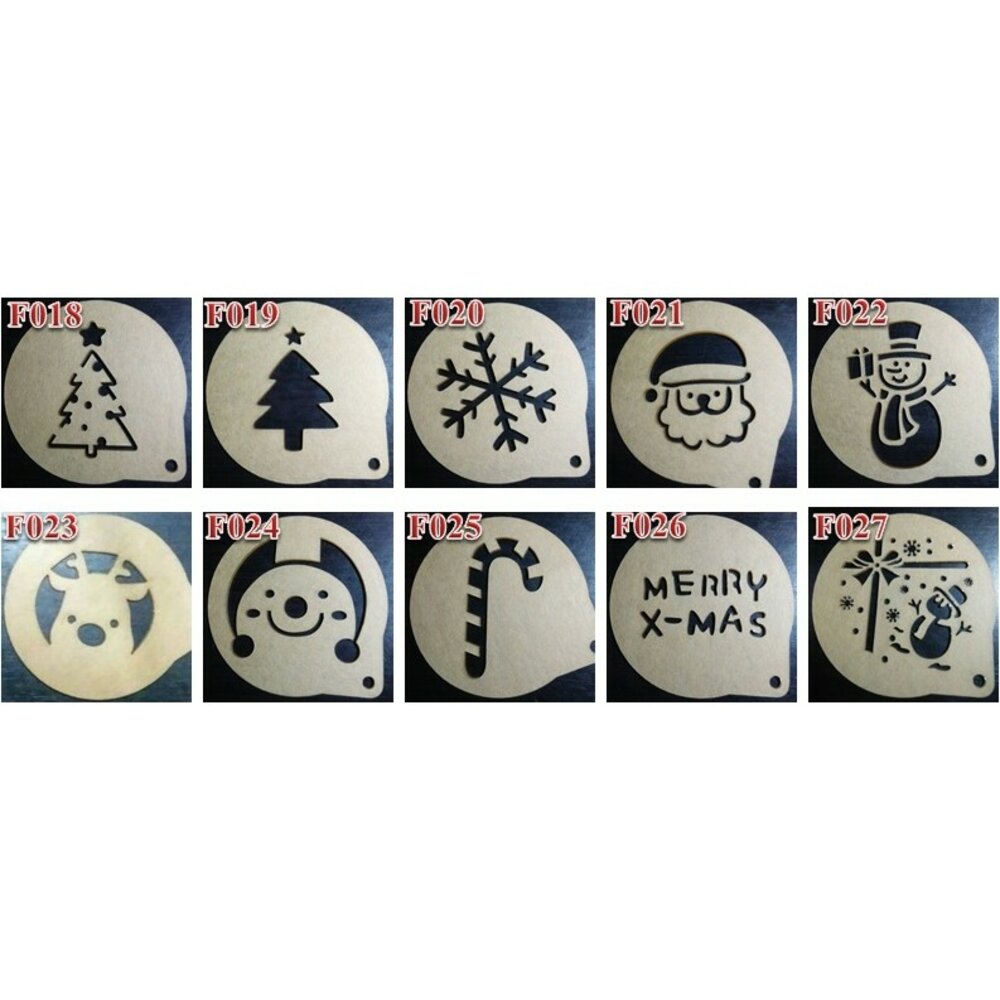 36218229-巧緻烘焙網 3吋 聖誕節 糖粉篩 糖霜模 噴花模 噴花畫板 餅乾裝飾 咖啡裝飾 咖啡拉花 壓克力，造型粉篩