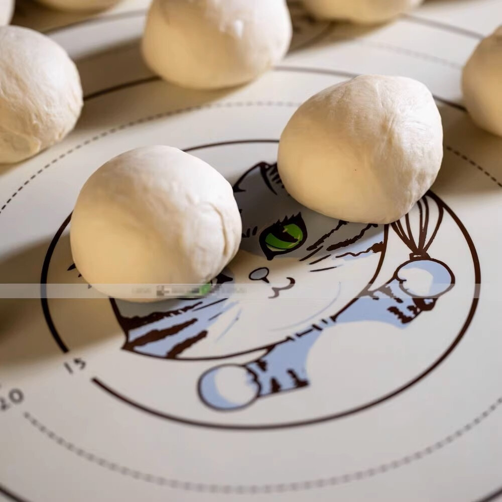 BREADLEAF 加大 50×70cm 加厚 鉑金矽膠 揉麵墊 烘焙操作墊 乳白色 貓咪圖案 巧緻 ,貓咪揉麵墊-圖片-8