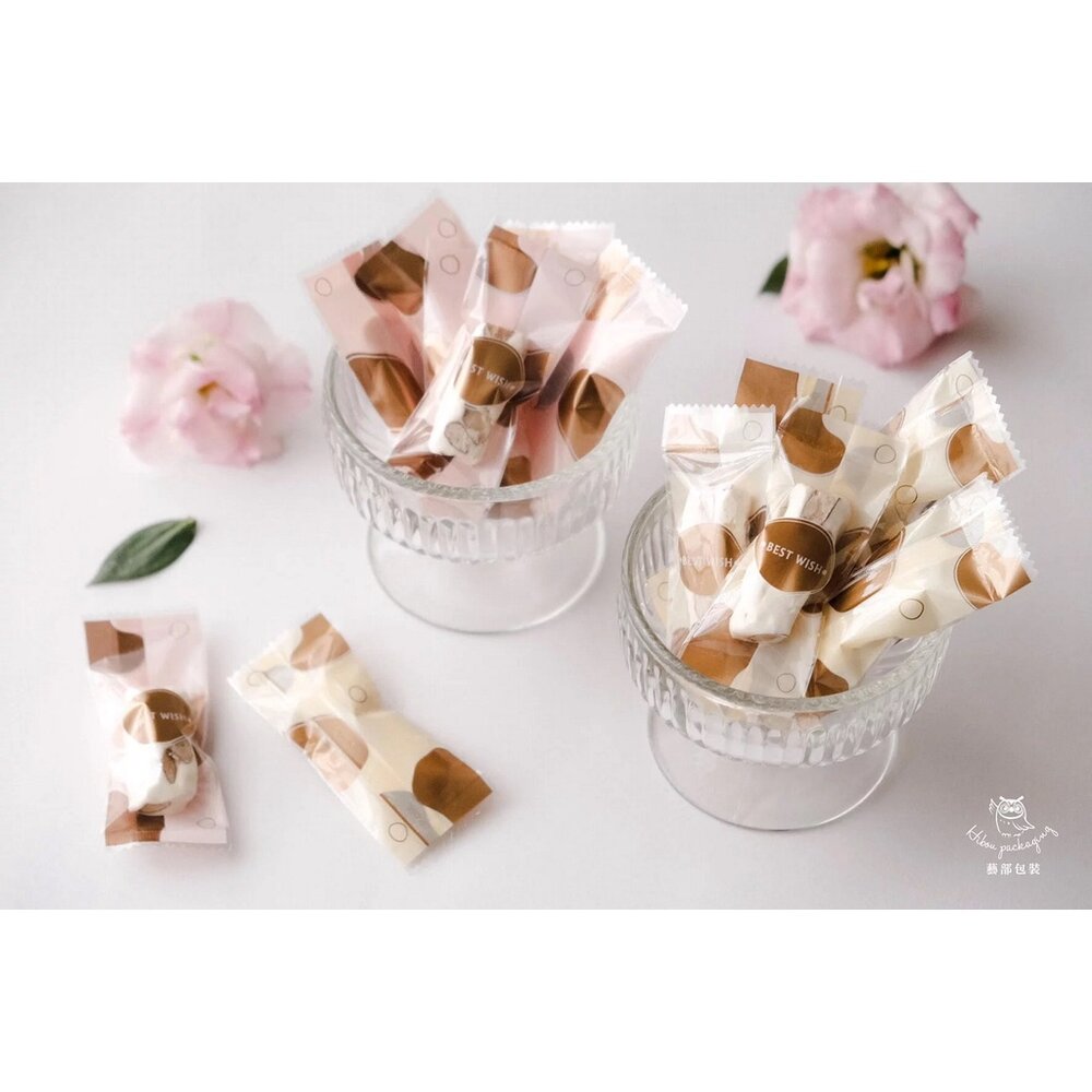 6165160845-BEST WISH 蜜桃可可 糖果袋 牛軋糖袋 新年包裝 單粒糖果袋 單顆糖果袋 《巧緻》，單顆糖果袋