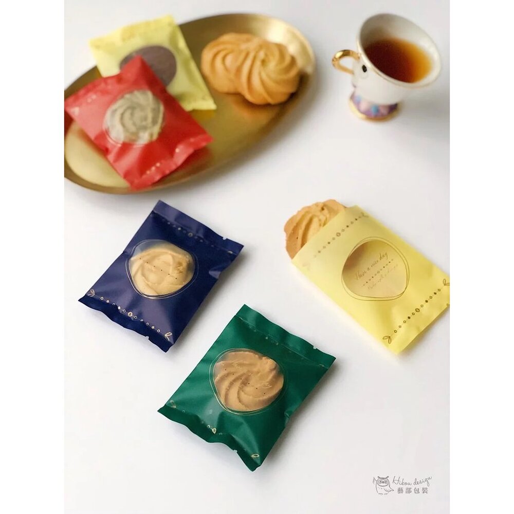 7577400349-札幌之歌 磨砂 霧面 餅乾袋 粉紅色 墨綠色 黃色 深藍色 點心袋 熱封袋 烘焙包裝 雪Q餅袋  【P089】 雪花酥袋