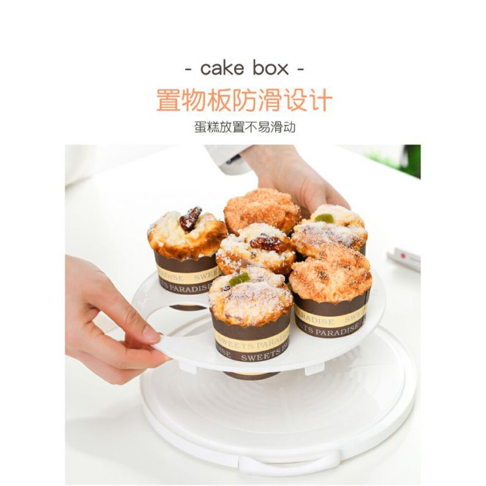 6吋 8吋 塑膠手提蛋糕盒 生日蛋糕盒 PP蛋糕盒 手提杯子蛋糕盒 手提保鮮盒 巧緻 ,圓形蛋糕盒-圖片-2