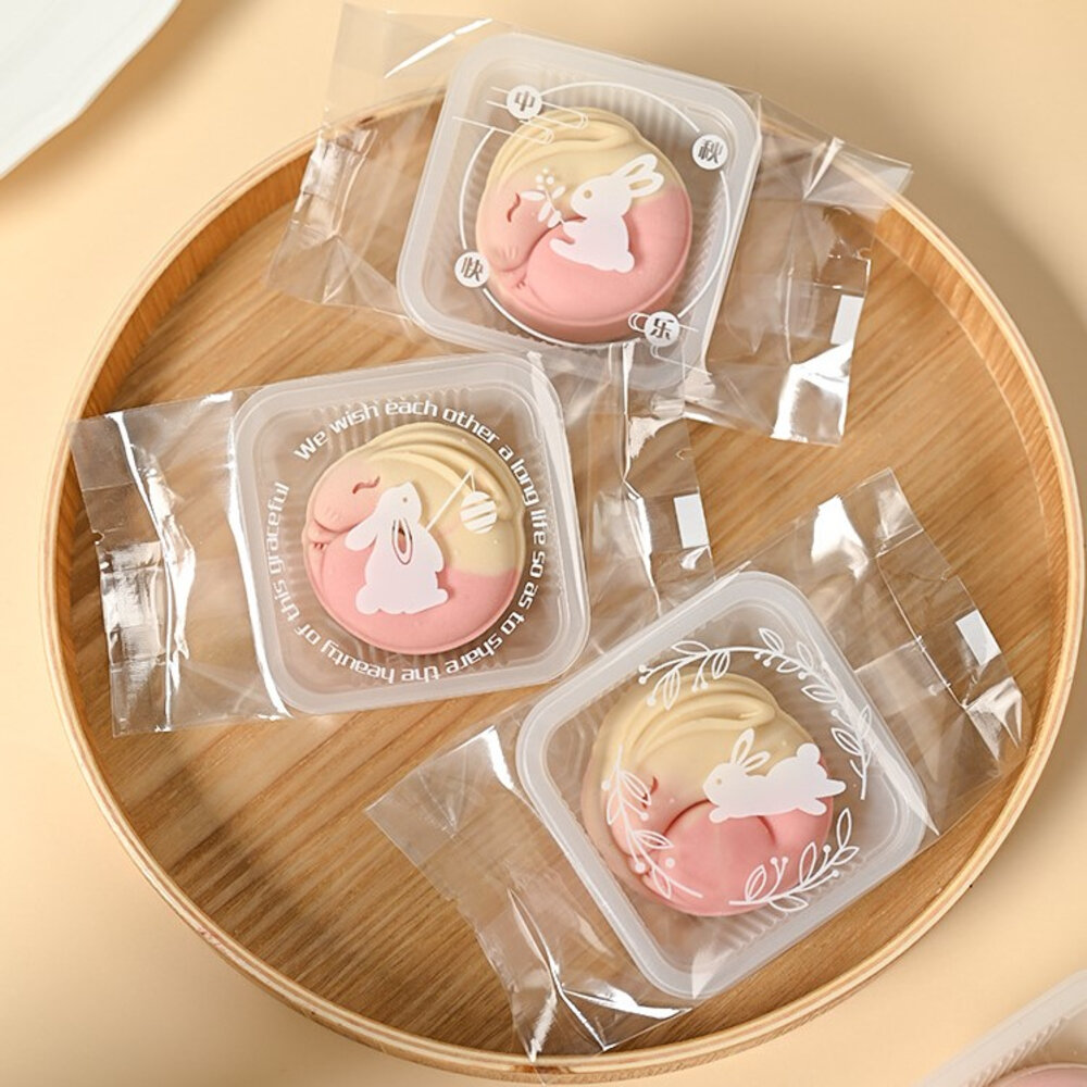 F203-透明月餅袋 折邊立體袋 立體月餅袋 機封袋 熱封袋 月餅包裝袋 蛋黃酥包裝袋 月餅袋  蛋黃酥袋 ，折邊月餅袋