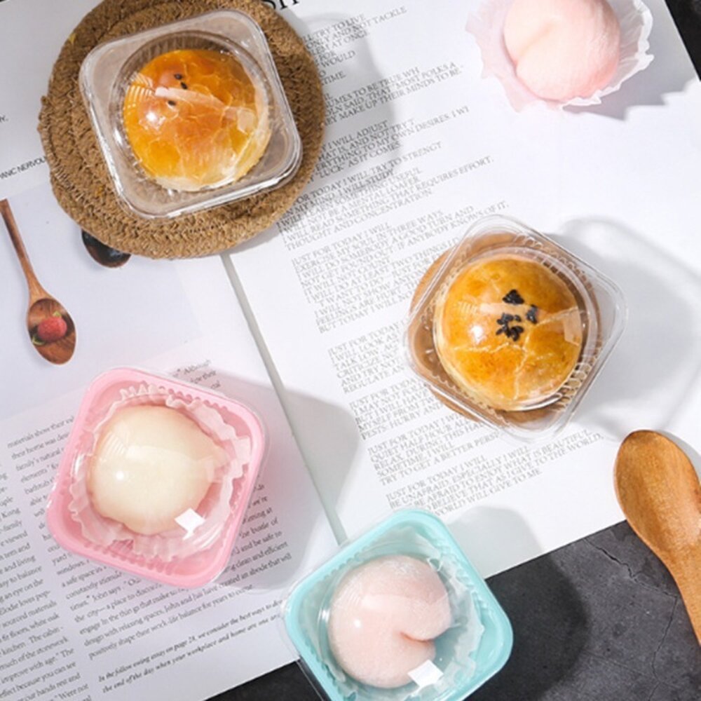 F206-60克~80克 單顆月餅盒 月餅吸塑盒 蛋黃酥包裝盒 含蓋月餅盒 加蓋吸塑盒 ，天圓地方盒