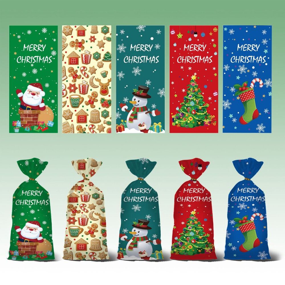 F215-《巧緻》  50入 聖誕節 平口袋 包裝袋 點心袋 糖果袋 禮品袋  F215，聖誕節平口袋
