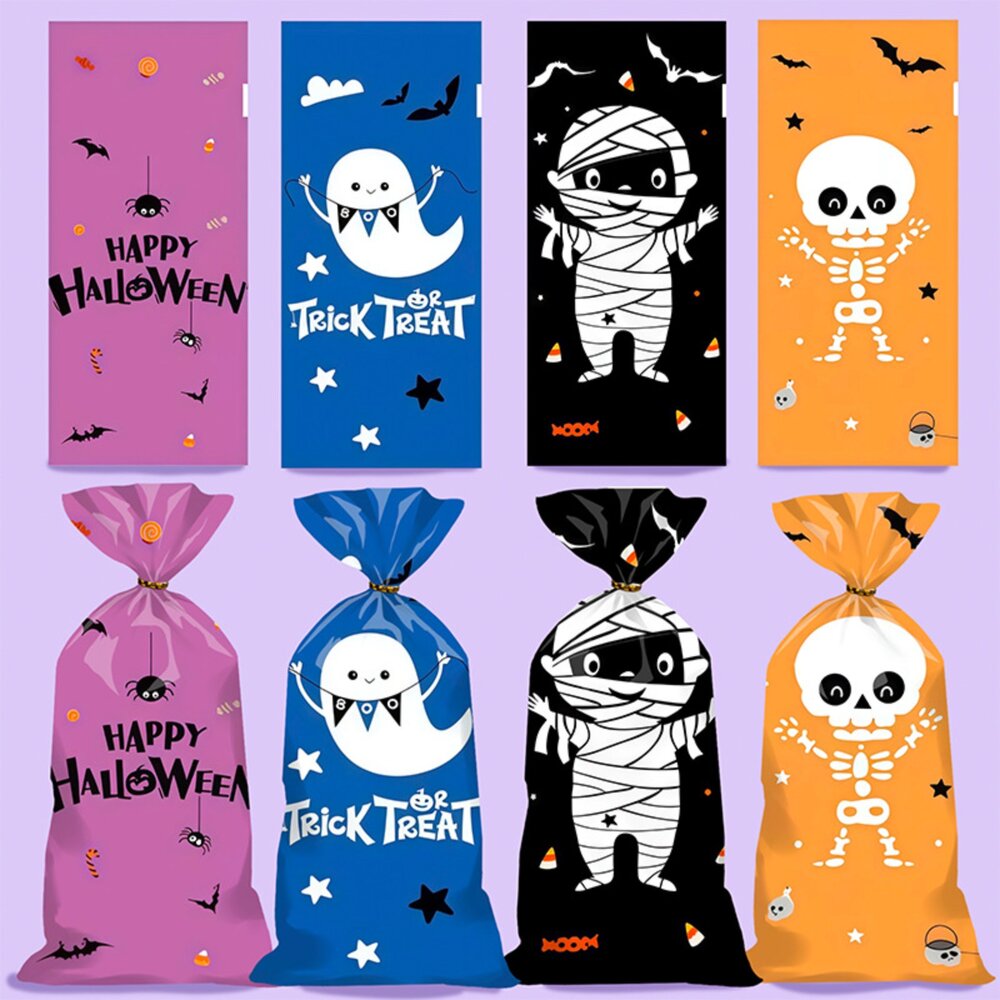 F250-50入 萬聖節 平口袋 包裝袋 點心袋 糖果袋 禮品袋 西點袋  F250 ，  F250萬聖節平口袋