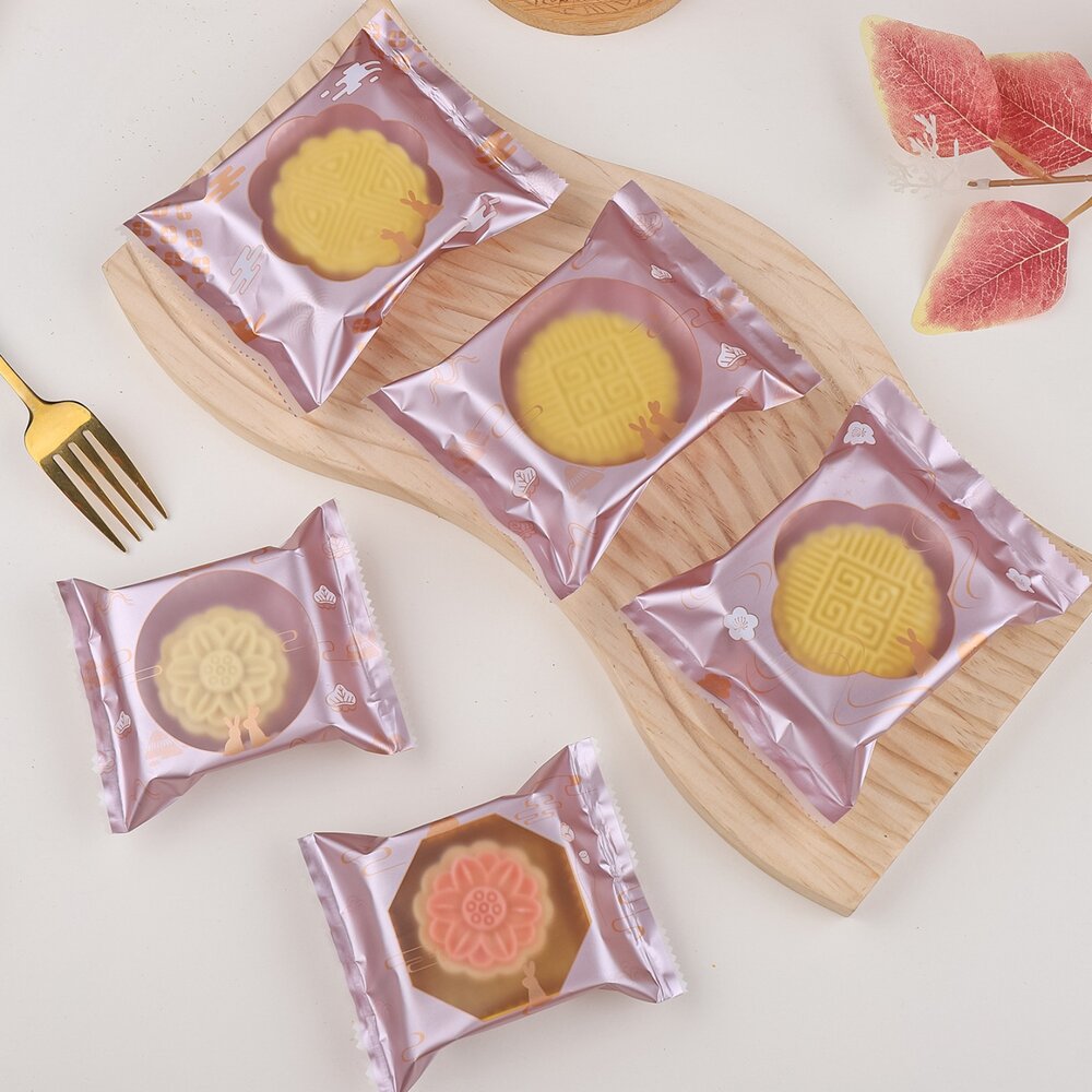 玫瑰金 輕煙薄霧 磨砂熱封袋 中秋節包裝 月餅包裝袋 蛋黃酥包裝袋 機封袋 西點袋 月餅袋 ,玫瑰金-圖片-1