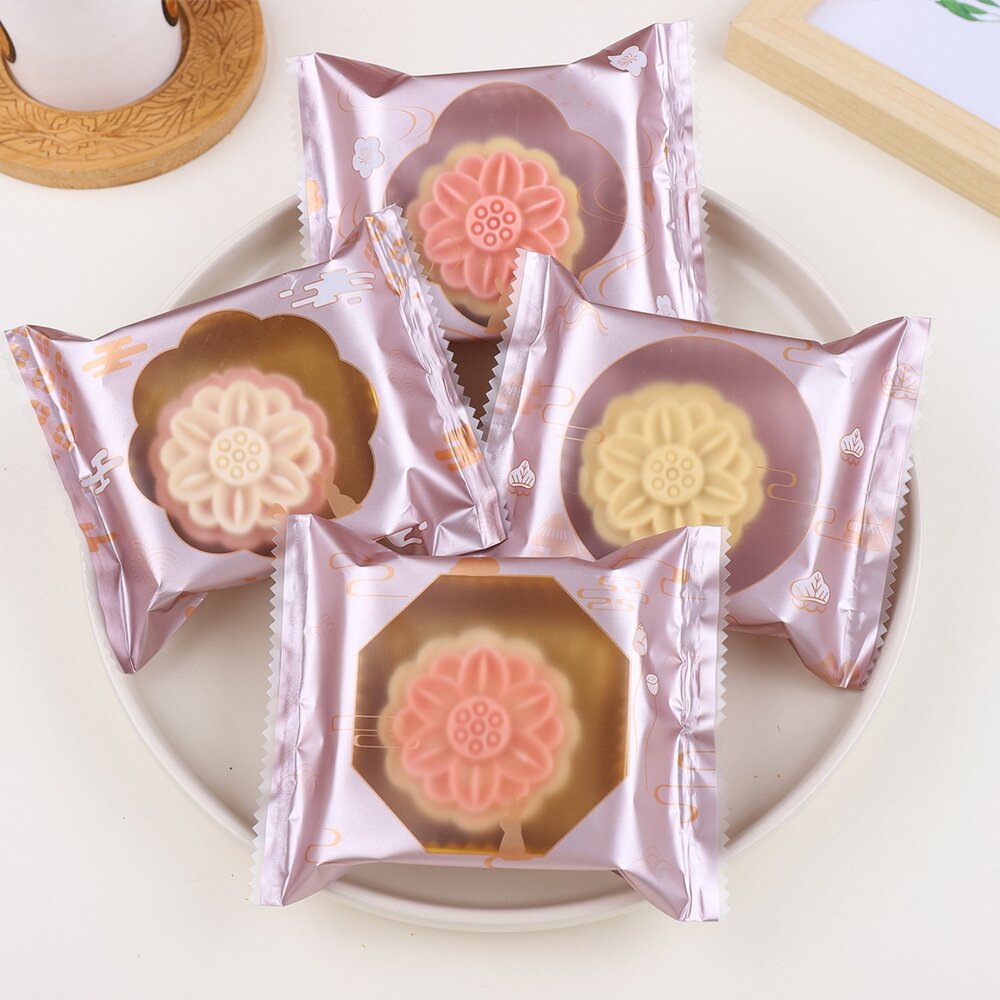 P168-玫瑰金 輕煙薄霧 磨砂熱封袋 中秋節包裝 月餅包裝袋 蛋黃酥包裝袋 機封袋 西點袋 月餅袋 ，玫瑰金