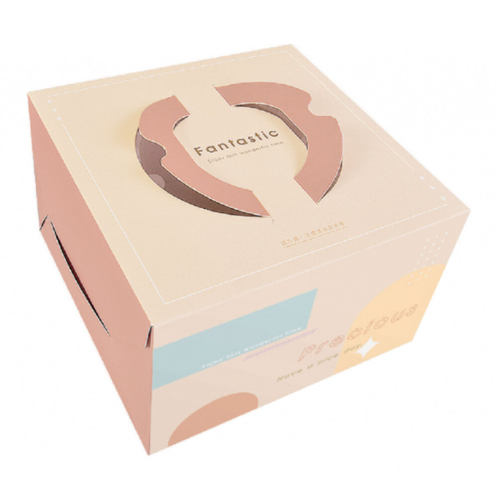 U041-6吋 索尼亞 布丁蛋糕盒 生日蛋糕盒 蛋糕紙盒 烘焙包裝 手提蛋糕盒 紙盒 U041 ，拼接圖蛋糕盒