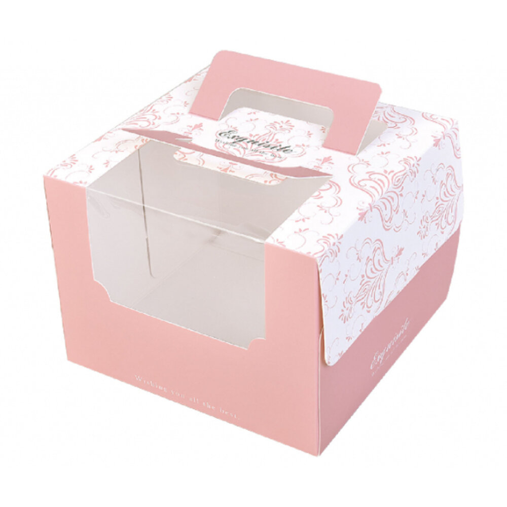 U056-瓦妮莎  5吋開窗手提蛋糕盒 蛋糕盒 紙盒 烘焙包裝 4吋蛋糕盒 U056