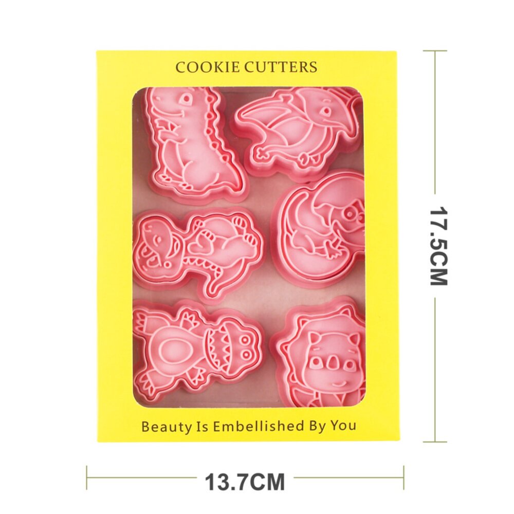 Y108-卡通恐龍 C款 餅乾模 6件組 餅乾壓模 塑膠餅乾模 恐龍寶寶 三角龍 翼龍 ，C6恐龍餅乾模