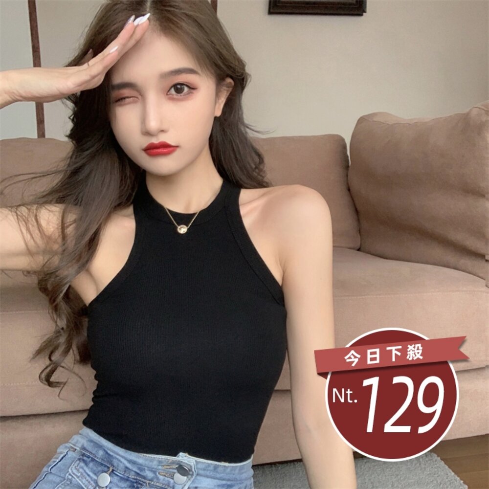 10320429189-【台灣發貨】韓版修身性感彈性運動背心 小可愛 背心 衣服 女裝 上衣【V31】