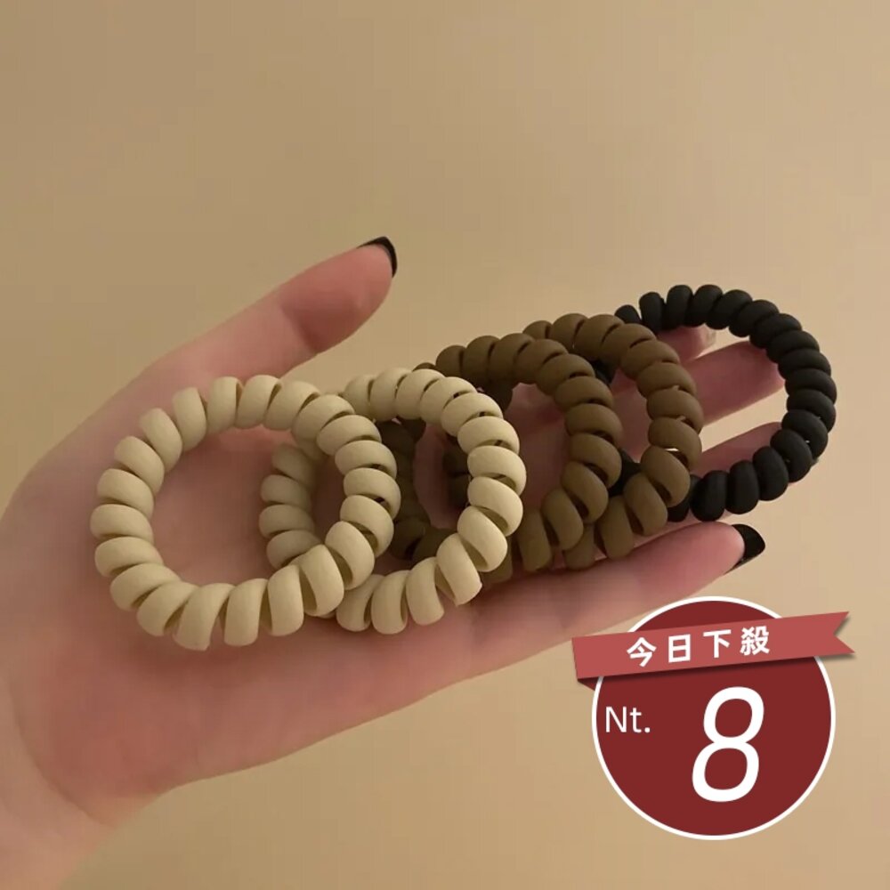 12911529615-【台灣發貨】韓版奶茶色系磨砂手感電話線髮圈【N70】