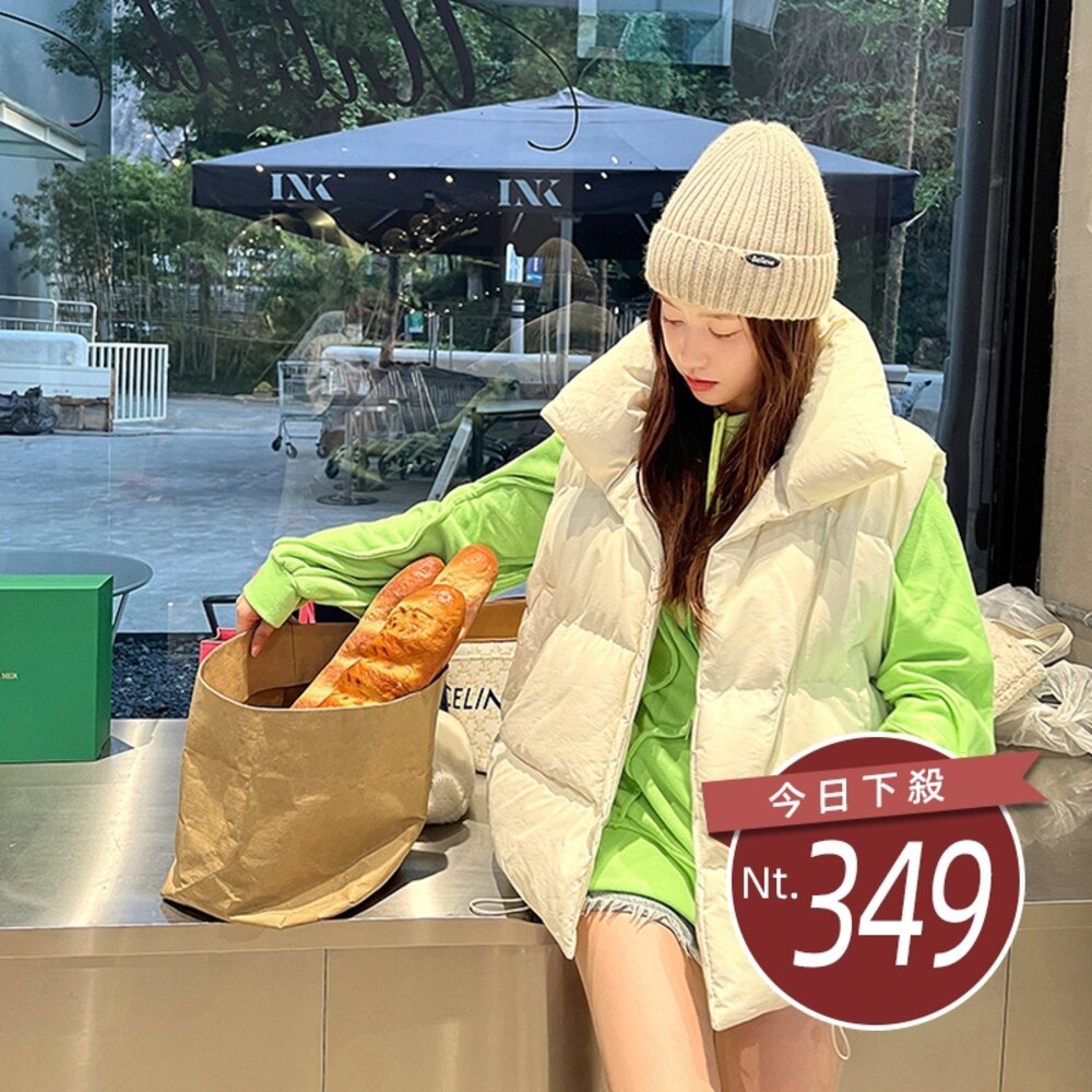 15696614035-【台灣發貨】韓版坎肩無袖背心外套 外套 冬天外套 女裝 上衣 衣服【J264】