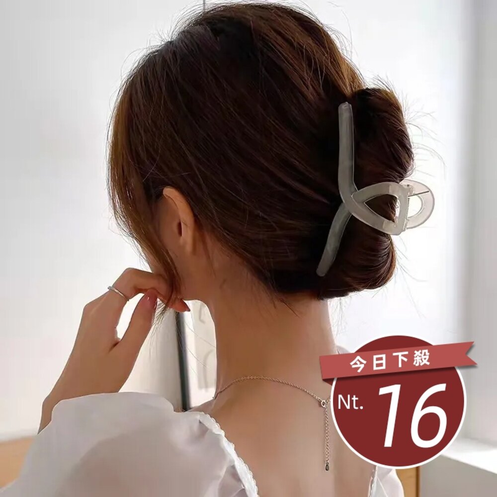 16094535517-【台灣發貨】韓版優雅氣質大號果凍色系爪夾【N117】