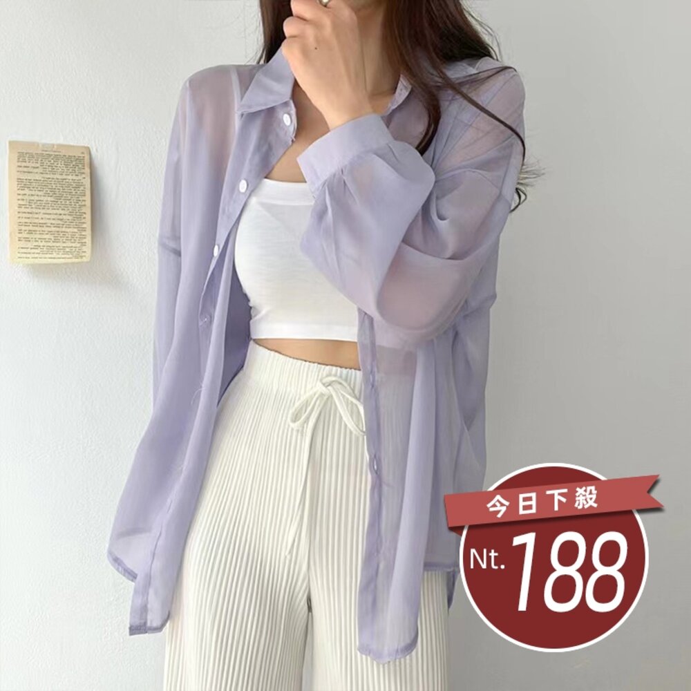 16295990913-【台灣發貨】韓版雪紡薄款寬鬆防曬外套 外套 防曬外套 女裝 上衣 衣服【J217】