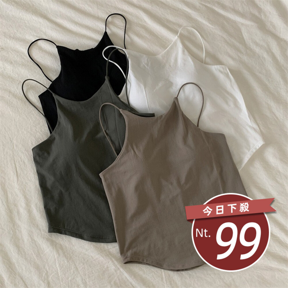 18690206455-【台灣發貨】韓版細肩彈性美背小可愛 帶胸墊免穿內衣 小可愛 背心 衣服 女裝 上衣【V277】