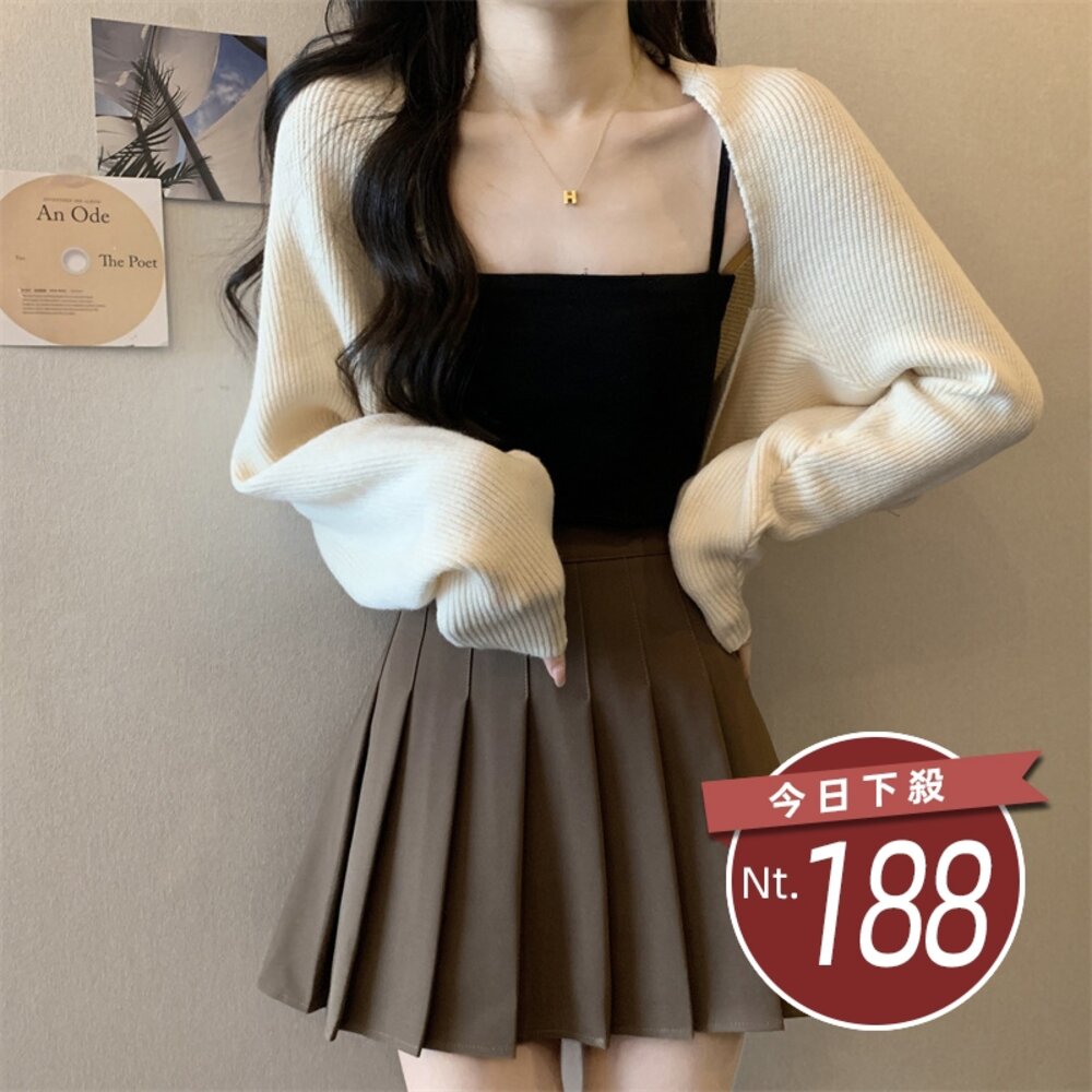 20186476849-【台灣發貨】韓版法式氣質薄款針織小披肩 外套 防曬外套 女裝 上衣 衣服【J195】