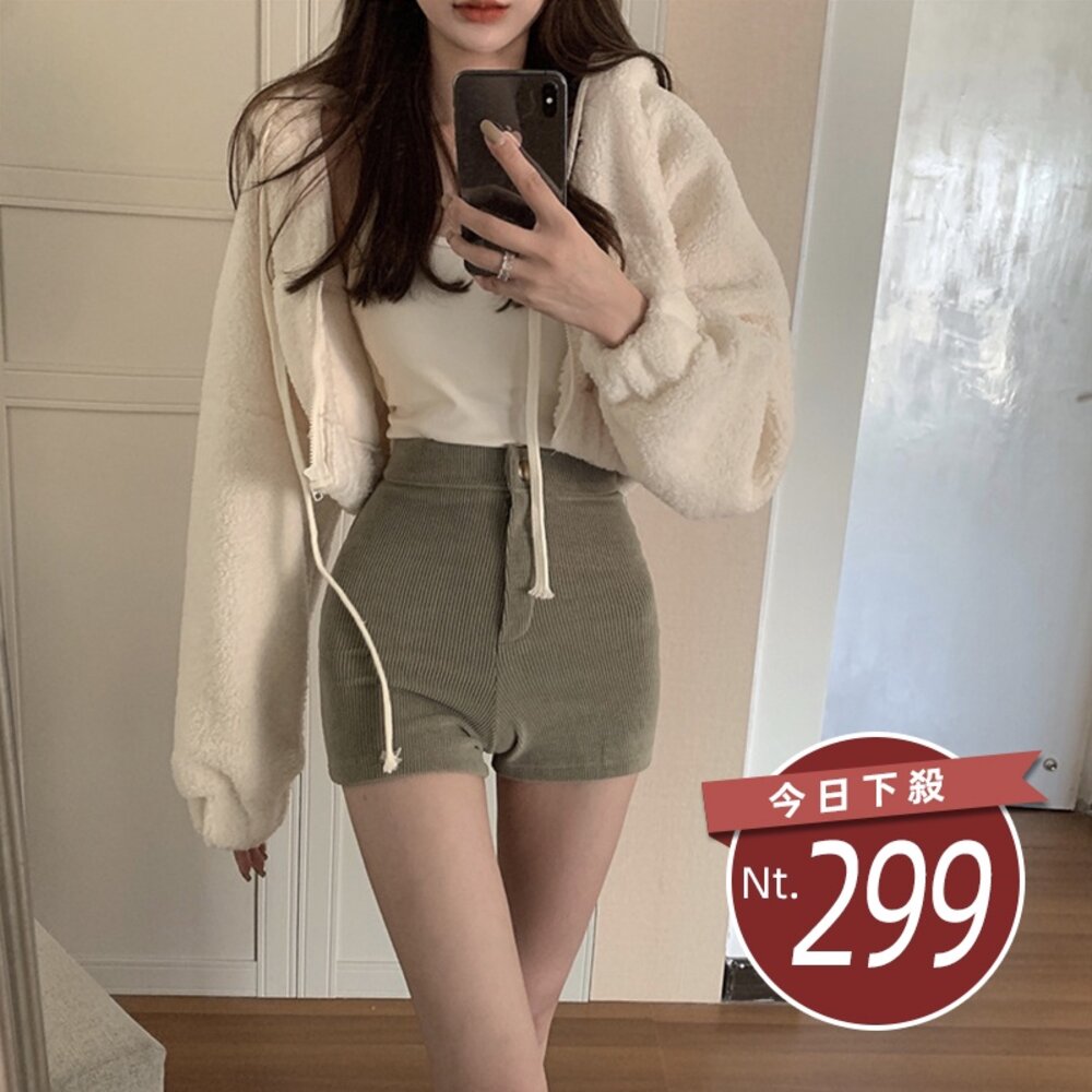 20463097283-【台灣發貨】韓版連帽拉鍊顯瘦小個子短版外套 外套 防曬外套 女裝 上衣 衣服 【J180】