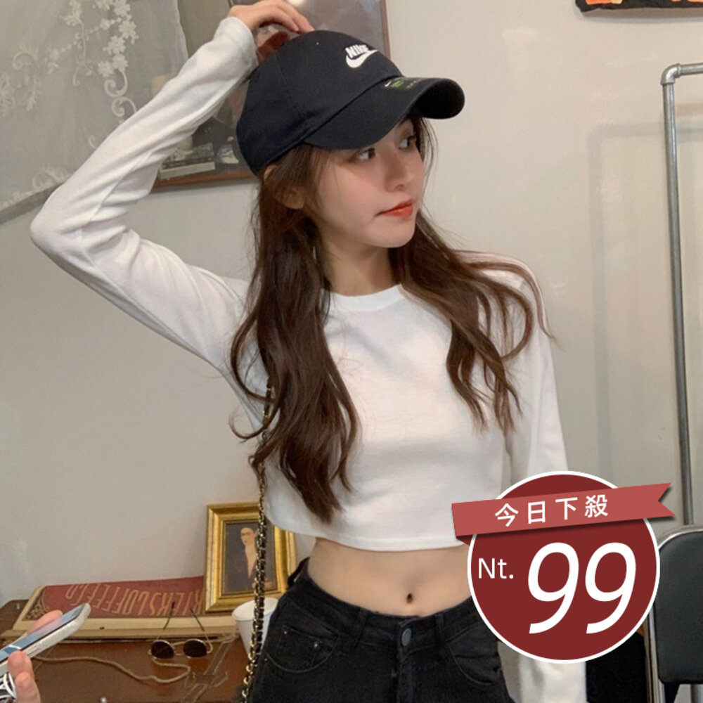 20861429699-【台灣發貨】韓版基本款修身顯瘦長袖上衣 長袖上衣 長袖t恤 衣服 女裝 上衣【W336】