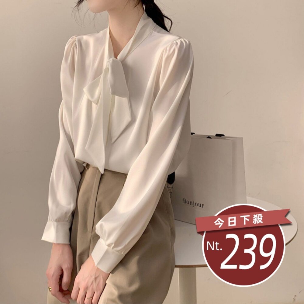 22881608635-【台灣發貨】韓版氣質設計感襯衫 長袖上衣 長袖t恤 衣服 女裝 上衣【W414】