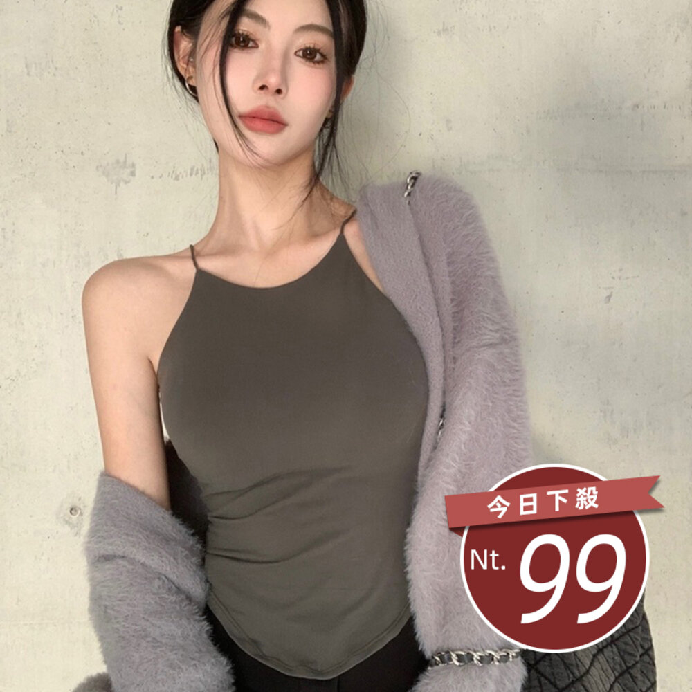 22946497393-【台灣發貨】韓版細肩不規則美背鏤空小可愛 小可愛 背心 衣服 女裝 上衣【V277】