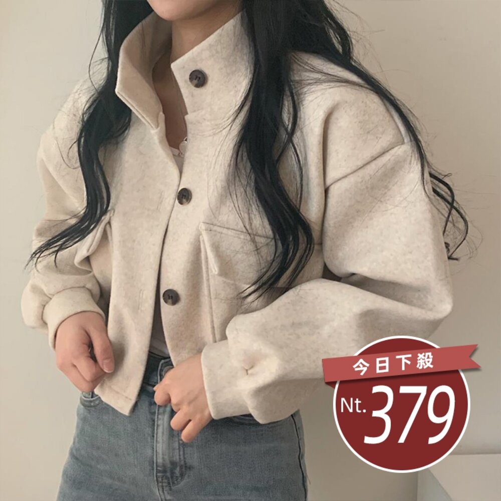 23361019989-【台灣發貨】韓版復古法式寬鬆百搭短版外套 外套 防曬外套 女裝 上衣 衣服【J301】