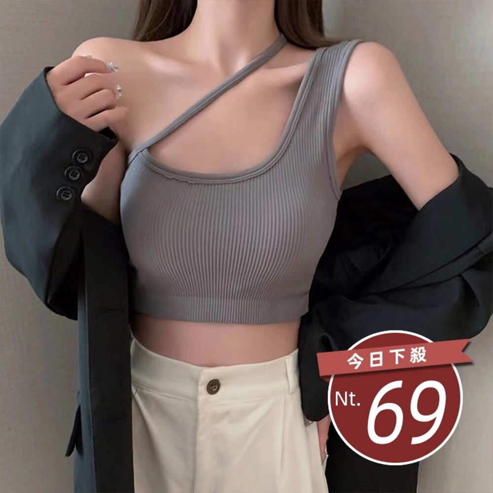 23972003291-【台灣發貨】韓版性感削肩美背小可愛 小可愛 背心 衣服 女裝 上衣【V200】