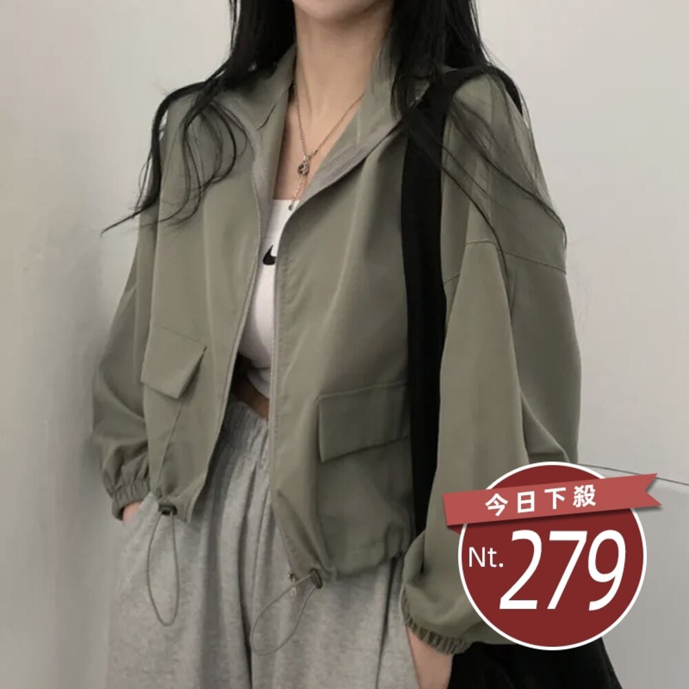 24104985194-【台灣發貨】韓版復古百搭工作風短版外套 外套 防曬外套 女裝 上衣 衣服【J323】