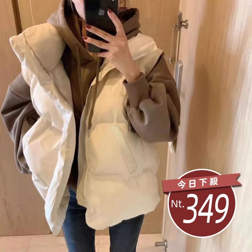 24363195372-【台灣發貨】韓版休閒寬鬆立領外套 外套 冬季外套 女裝 上衣 衣服 【J264】