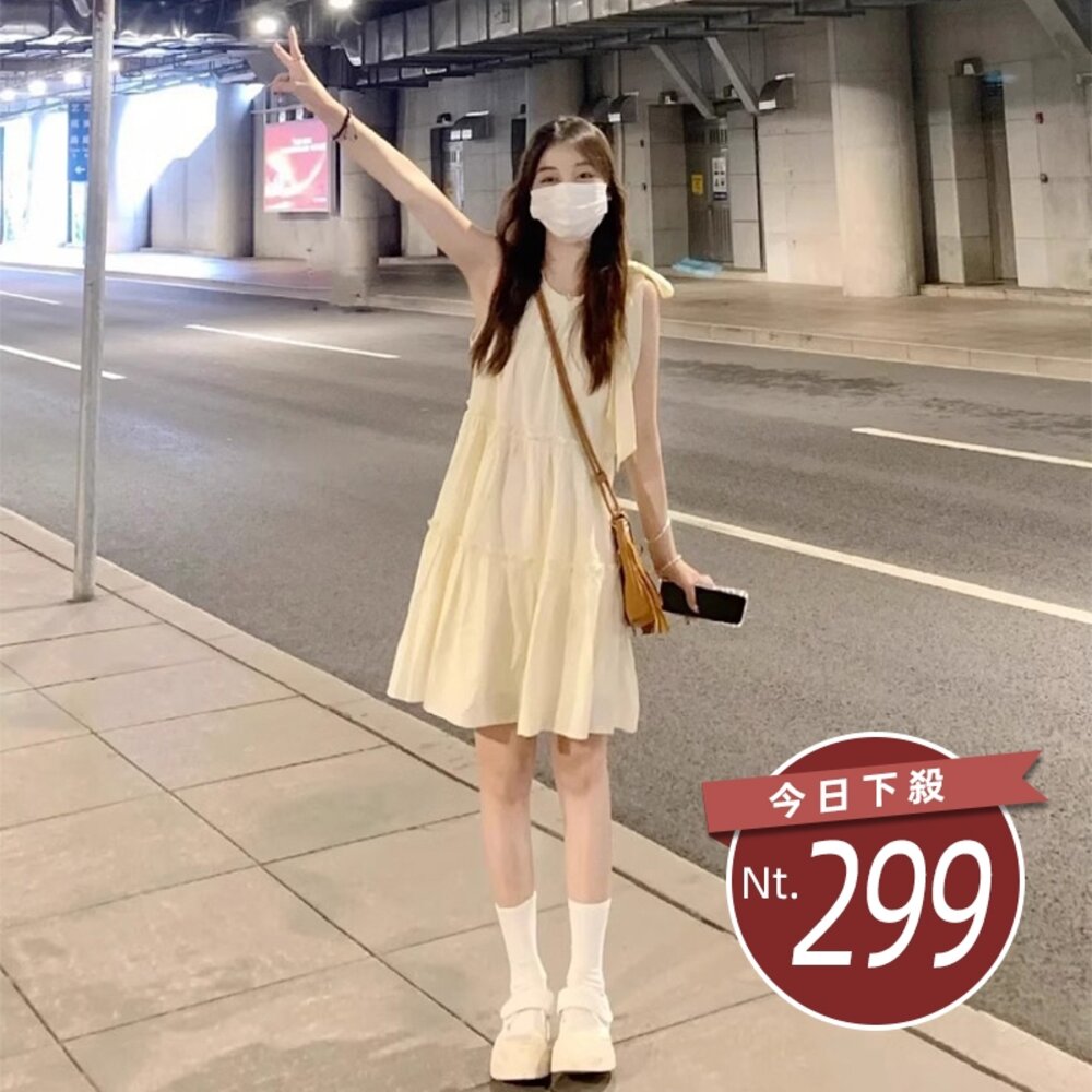 24435925344-【台灣發貨】韓海邊度假小仙女洋裝 連身裙 吊帶裙 吊帶褲 女裝【S308】