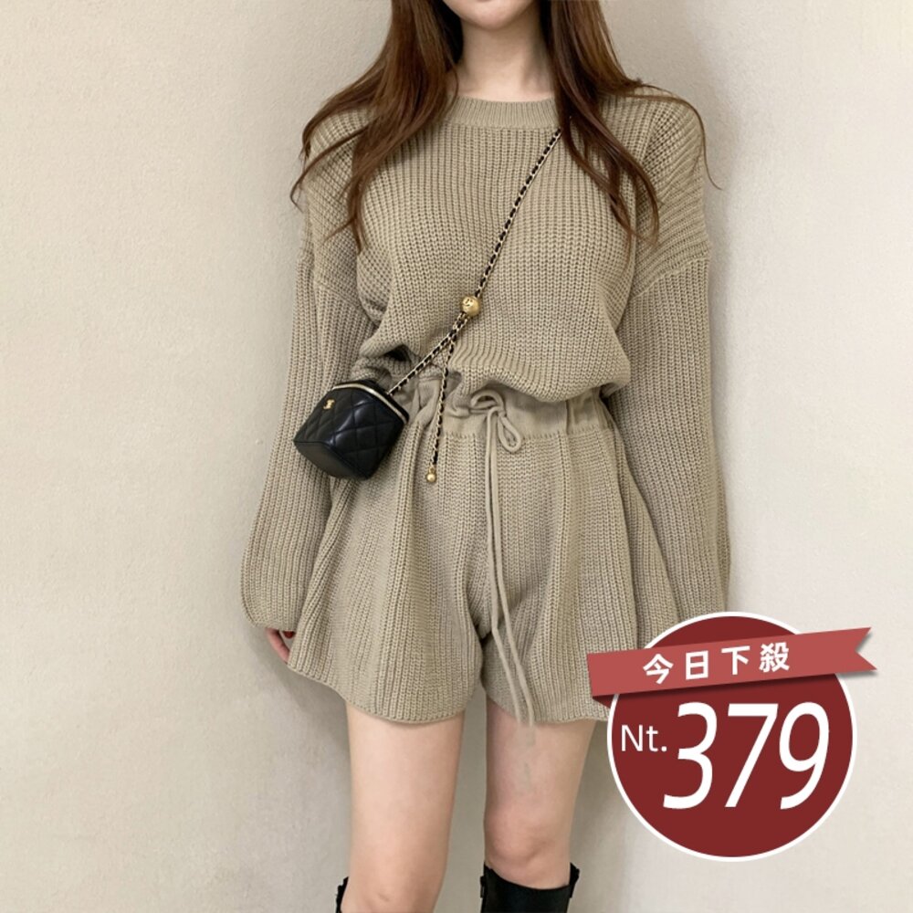 24551882396-【台灣發貨】韓版小眾復古圓領收腰顯瘦針織連身褲 連身裙 吊帶裙 吊帶褲 女裝【S291】