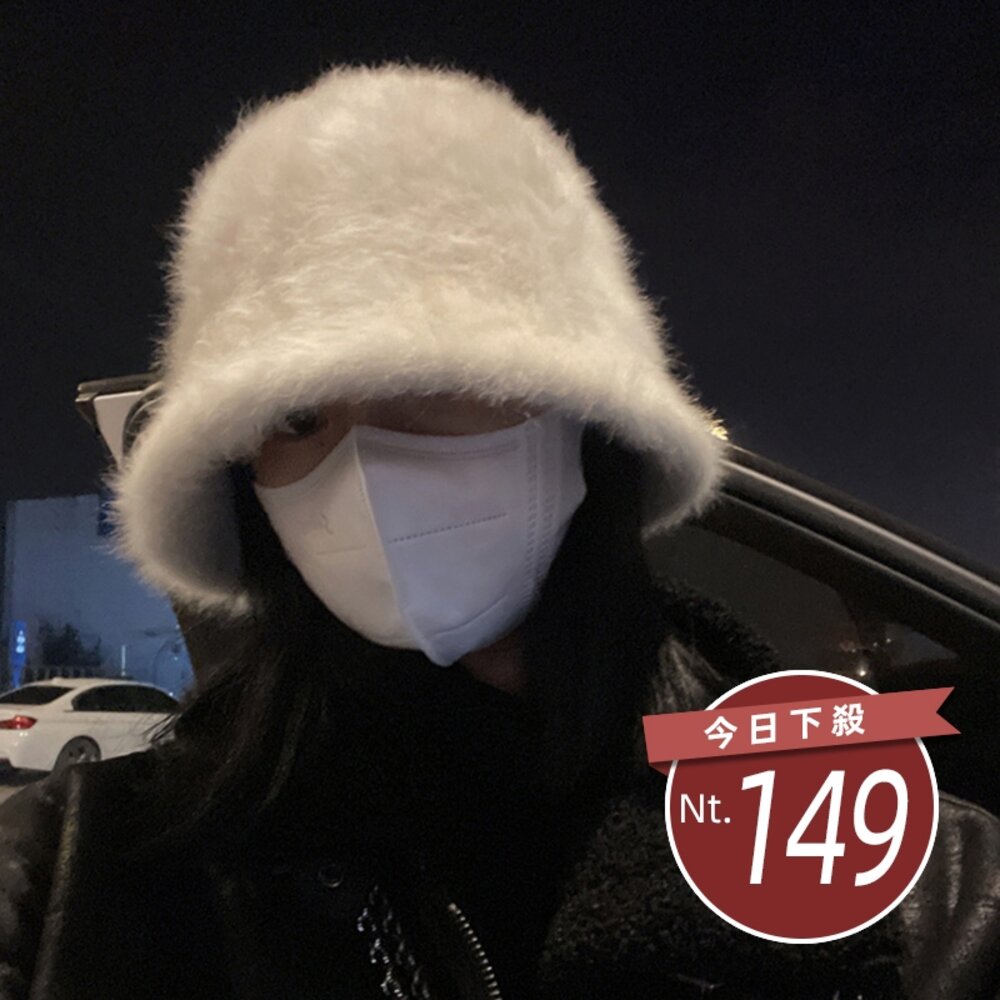 25157717300-【台灣發貨】韓版冬季保暖毛毛漁夫帽【N74】