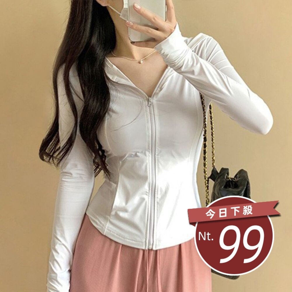 25276112857-【台灣發貨】韓版修身冰絲涼感透氣防曬外套 外套 防曬外套 女裝 上衣 衣服【J335】