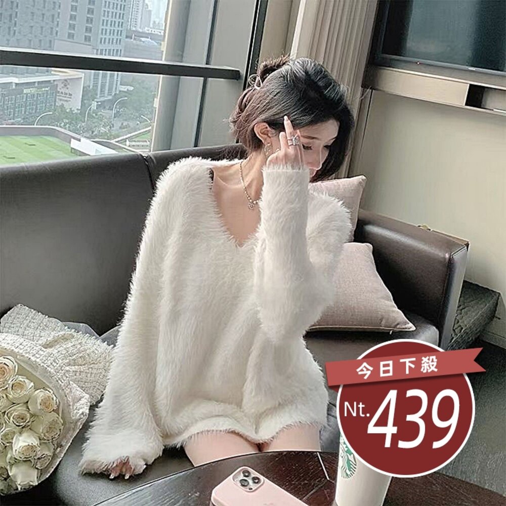 25739691495-【台灣發貨】韓版簡約高級感寬鬆長版毛衣 長袖上衣 長袖t恤 衣服 女裝 上衣【W246】