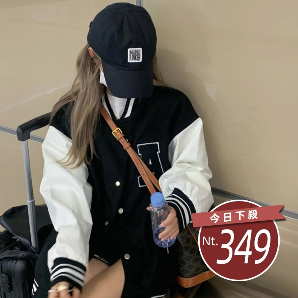 26127620808-【台灣發貨】韓版寬鬆刺繡棒球外套 外套 防曬外套 女裝 上衣 衣服【J318】