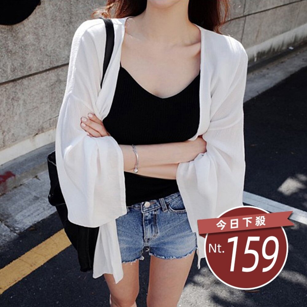 26332617957-【台灣發貨】韓版寬鬆雪紡外套 防曬外套 外套 防曬外套 女裝 上衣 衣服【J56】