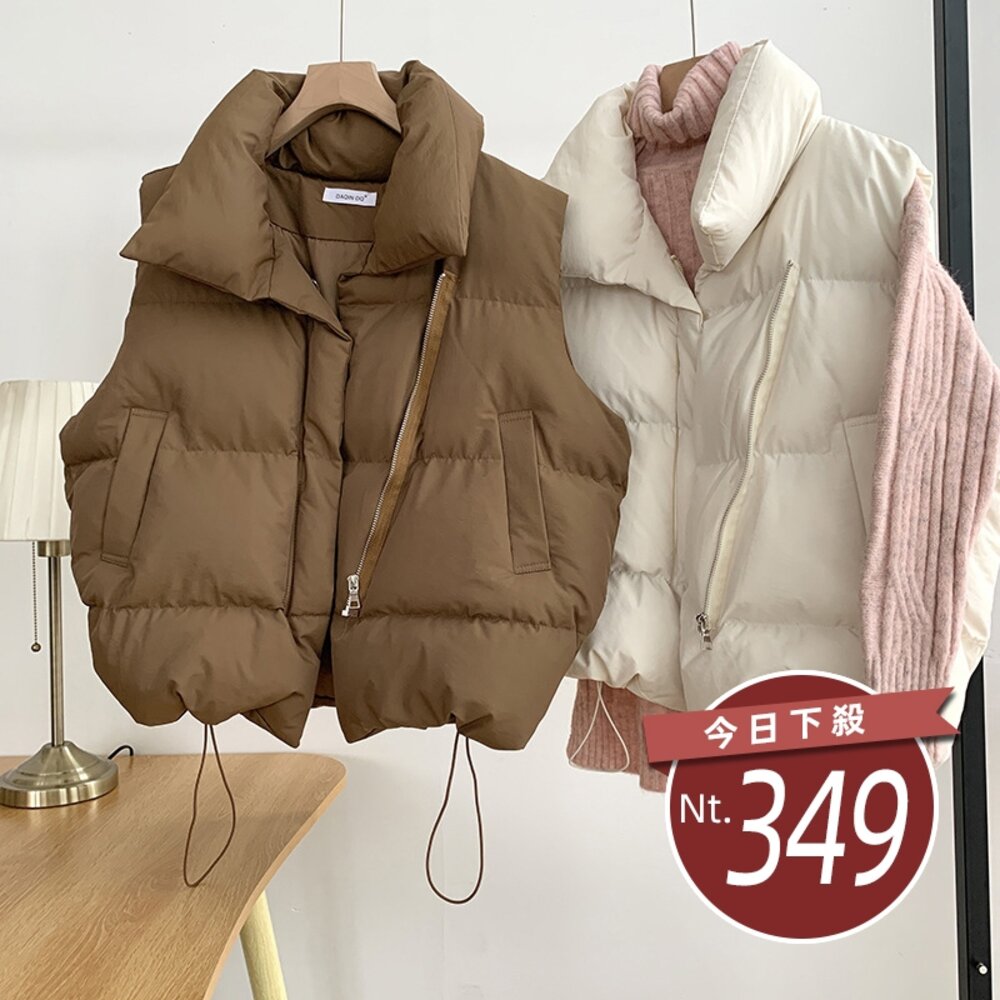 26816287976-【台灣發貨】韓版立領背心外套 冬季外套 女裝 上衣 衣服【J264】