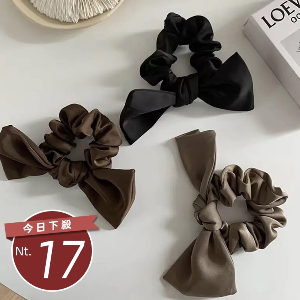 26967883596-【台灣發貨】韓版高彈性緞面蝴蝶結髮圈 馬尾髮圈 綁頭髮 橡皮筋 綁頭髮 髮圈 髮飾 頭飾【N169】