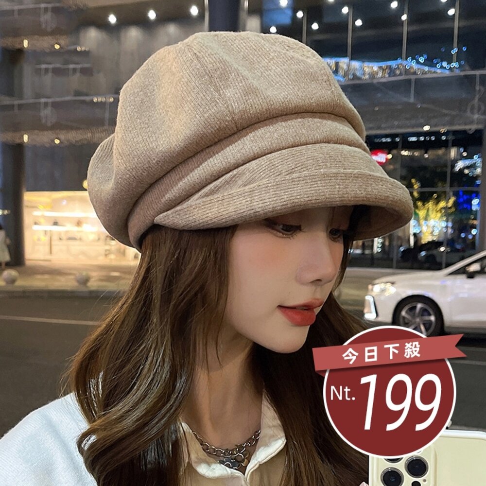 28521355272-【台灣發貨】韓版氣質英倫復古風八角帽【N134】