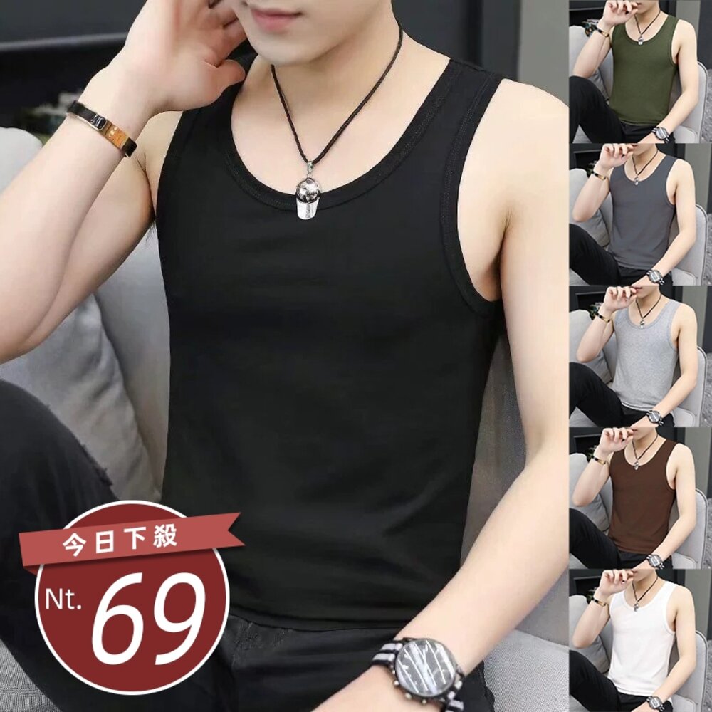28690972371-【台灣發貨】韓版夏季薄款運動背心 小可愛 背心 衣服 男裝 上衣【V433】