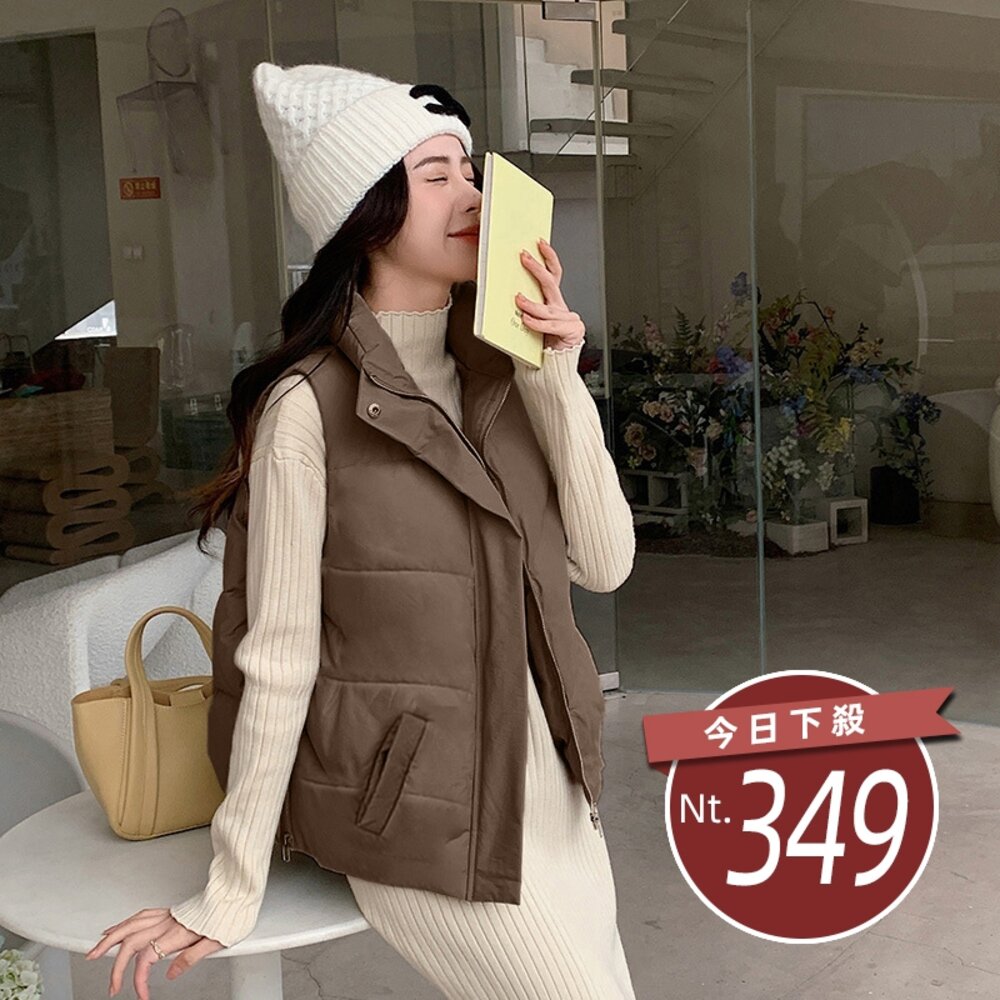 29014135389-【台灣發貨】韓版立領無袖背心外套 外套 防曬外套 女裝 上衣 衣服【J264】