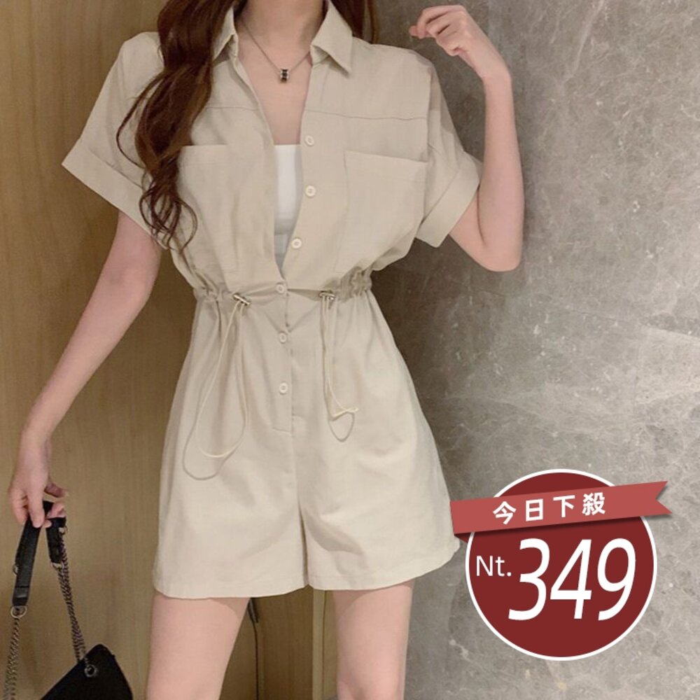 29311234811-【台灣發貨】韓版寬鬆工裝連衣褲 套裝 連身裙 吊帶裙 吊帶褲 女裝【S197】