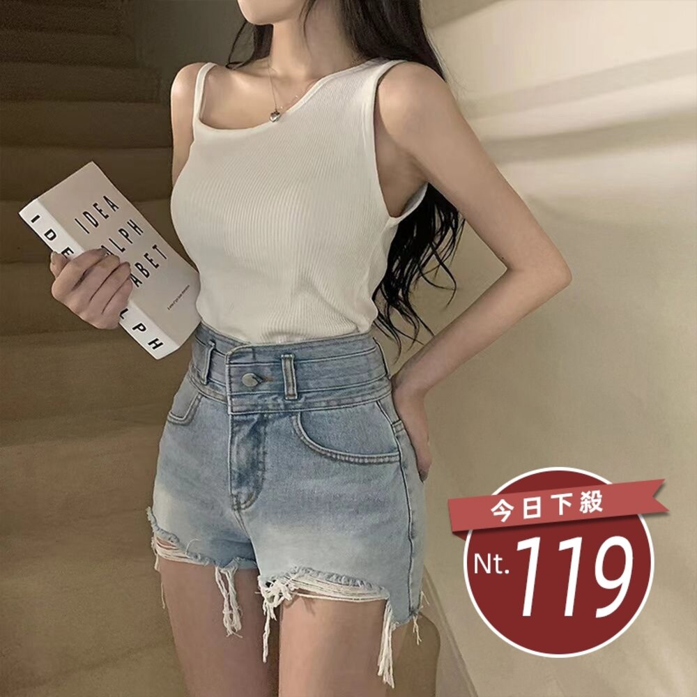 40054067345-【台灣發貨】韓版氣顯瘦不規則斜肩針織上衣 小可愛 背心 衣服 女裝 上衣【V415】