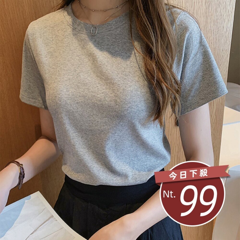 40211465593-【台灣發貨】韓版寬鬆顯瘦短版上衣 衣服 女裝 t恤 短袖t恤 上衣【T222】